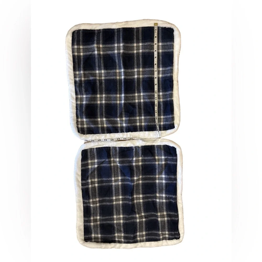 Plaid Blue and White set of 2 pillow cover